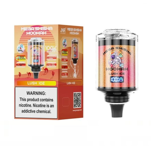 JNR Mega Shisha Hookah 100000 Puffs Disposable Vape Pen E Cigarette Prefilled 60ml 2200mAh