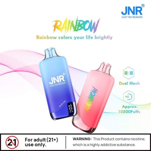 Jnr Rainbow 10500 Puffs Bar Dual Mesh Vaper Disposable Vapes With Display-600mAh Battery,18ml E-liquid, Multiple Nicotine 25 Flavors