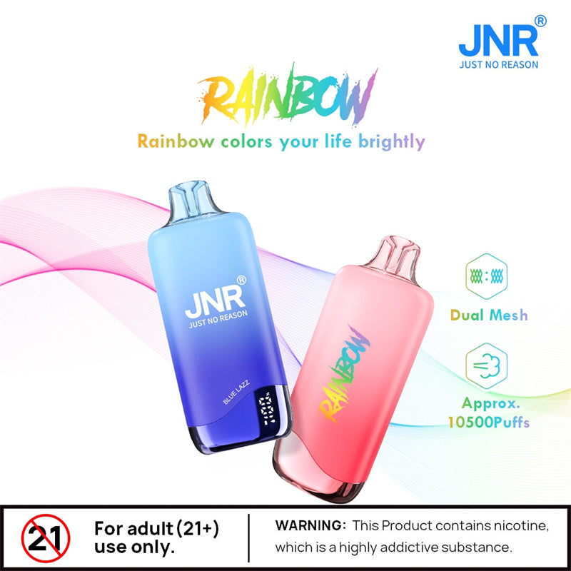 Jnr Rainbow 10500 Puffs Bar Dual Mesh Vaper Disposable Vapes With Display-600mAh Battery,18ml E-liquid, Multiple Nicotine 25 Flavors