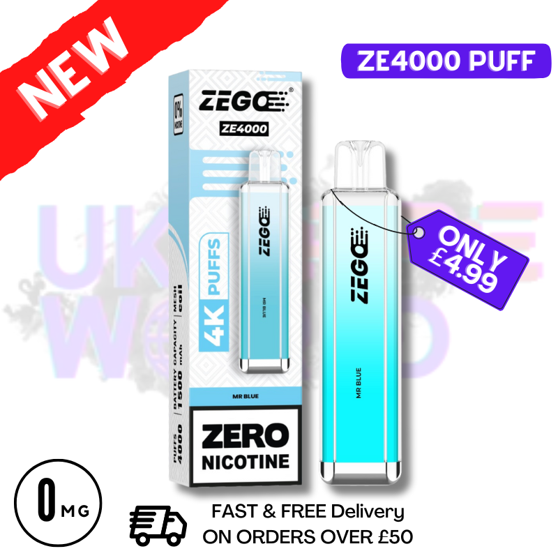 MR Blue Zego 4000 Vape Puff Disposable Bars - £4.99