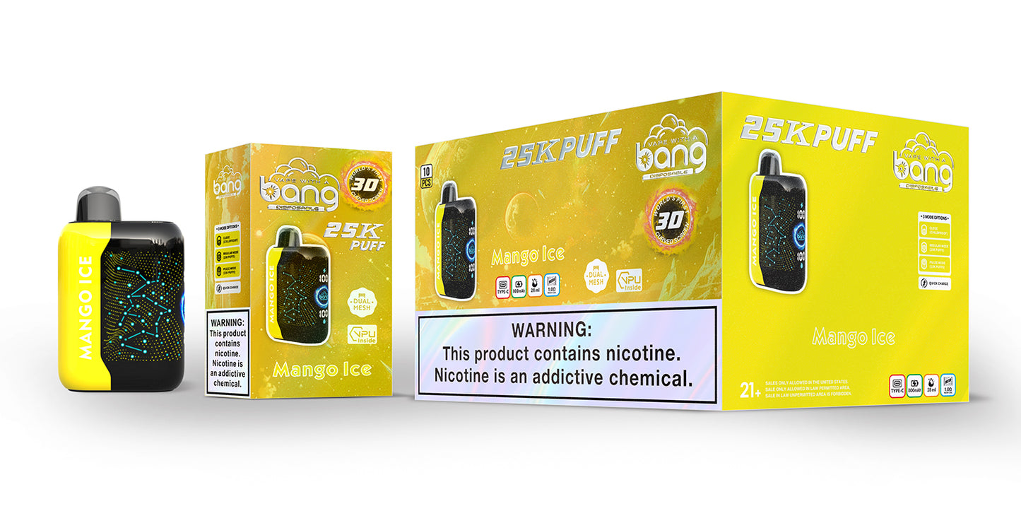 Bang Starry 25K Puffs Smart Full Screen Turn Ice Wholesale Disposable Vape Puff 36k Prefilled Pod