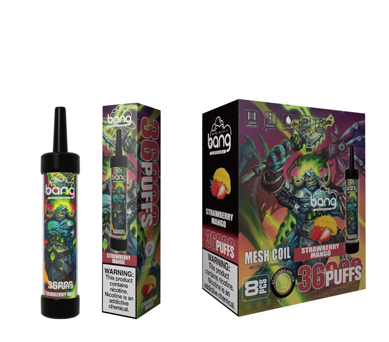 Bang Original 36000 Puffs With Sub Ohm Mesh Coils Dtl Disposable Vape Device E-Cigarette-650mAh Battery, 40ml E-liquid, Multiple Nicotine 12 Flavors