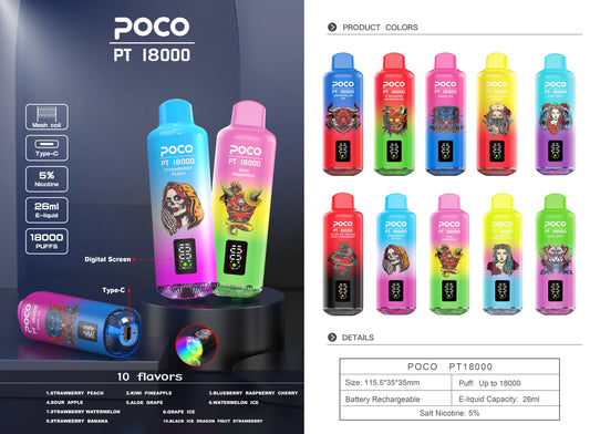 EU Warehouse POCO PT 18000 Puffs Disposable Vape Wholesale