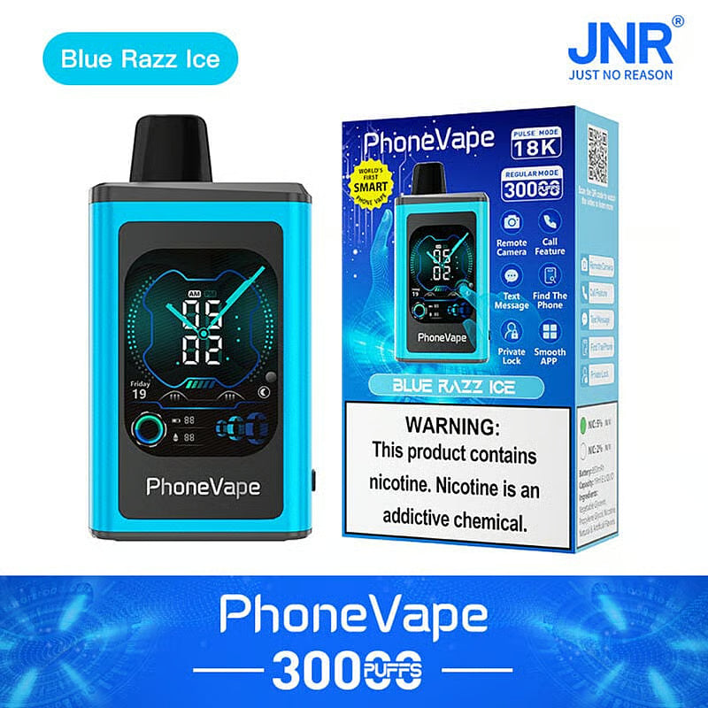 JNR Phone Vape 30000 Puffs (Box of 10) Latest Smart 20mg Nicotine 19ML 1000 mAh Battery 10 Flavors Disposable Vape