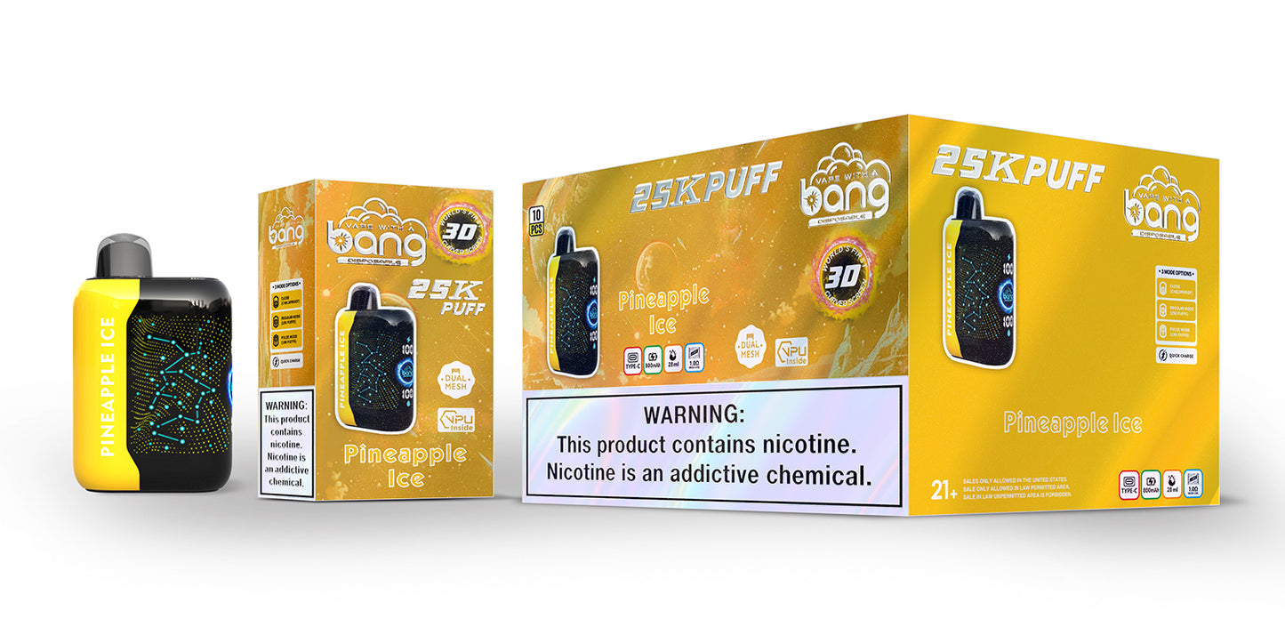 Bang Starry 25K Puffs Smart Full Screen Turn Ice Wholesale Disposable Vape Puff 36k Prefilled Pod