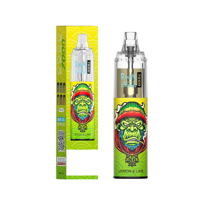 Original Randm Tornado 7000 7k Puffs Disposable Vape Electronic Cigarette Fumot 7k Puff With Rgb Lights