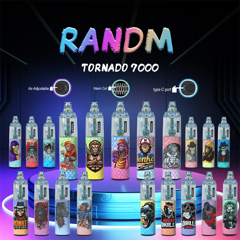 Original Randm Tornado 7000 7k Puffs Disposable Vape Electronic Cigarette Fumot 7k Puff With Rgb Lights