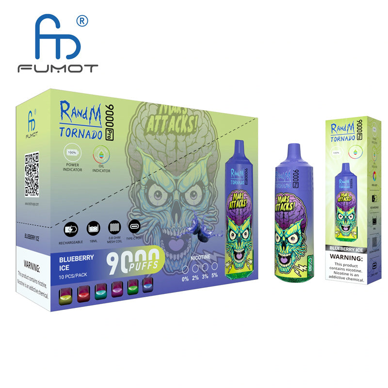 FUMOT RandM Tornado 9000 Pro | 18ml E-Juice | 9K Puffs | 48 Flavors