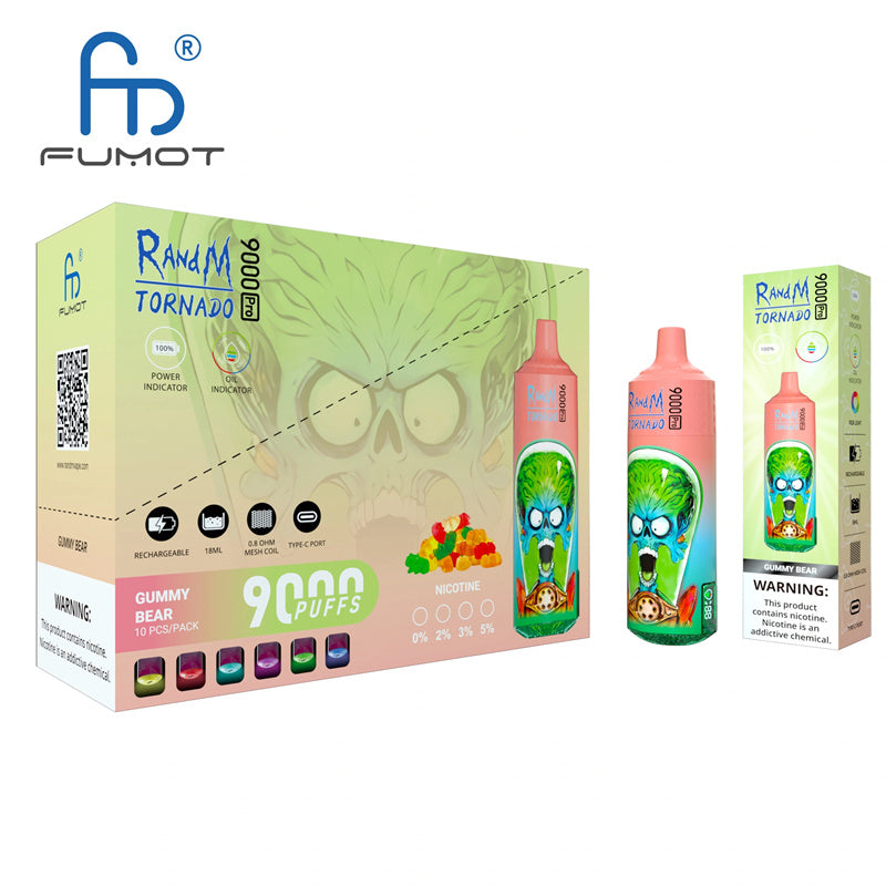 FUMOT RandM Tornado 9000 Pro | 18ml E-Juice | 9K Puffs | 48 Flavors