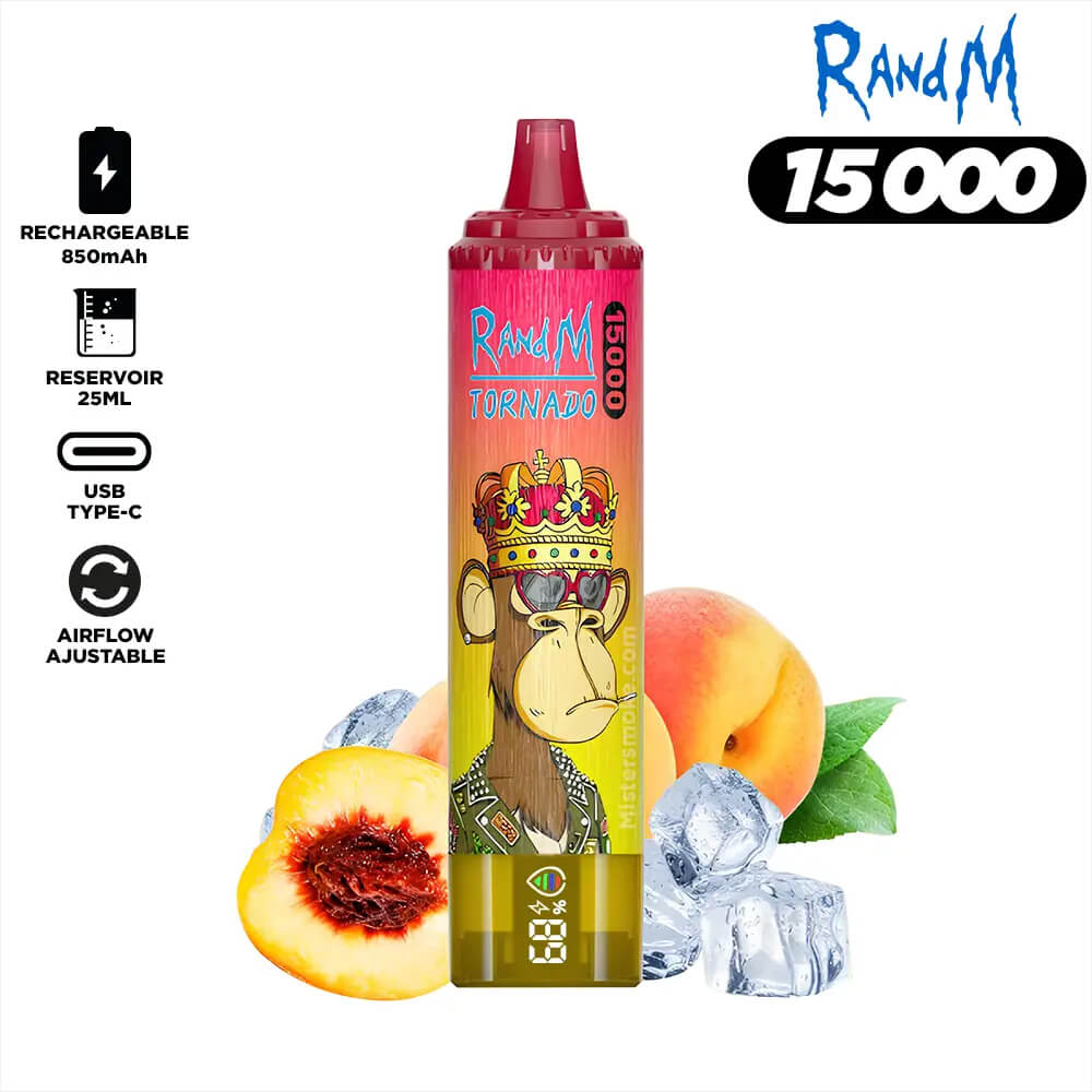 RandM Tornado 15000 puff Disposable Vape 850mAh 25ML 45 Flavors.