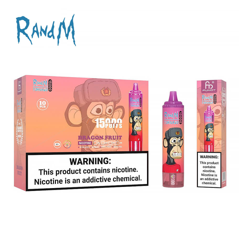 RandM Tornado 15000 puff Disposable Vape 850mAh 25ML 45 Flavors.