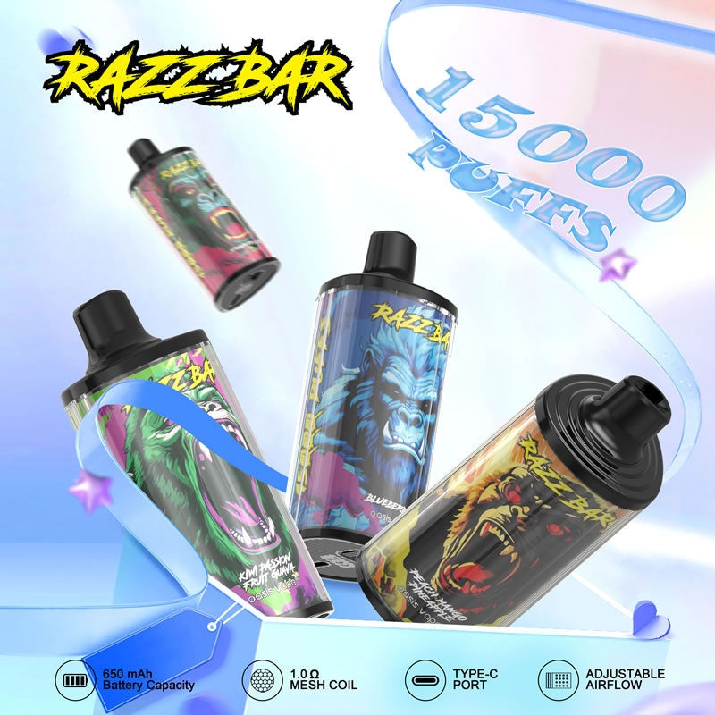15000 Puffs Disposable Vape - 2%/5% Nicotine, 12 Flavors, Mesh Coil