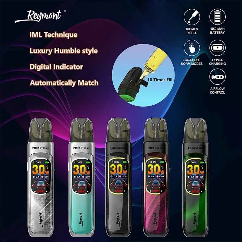 Reymont Pura Steeze Kit IML Pod Kit-1150mAh Battery, 2ml E-liquid