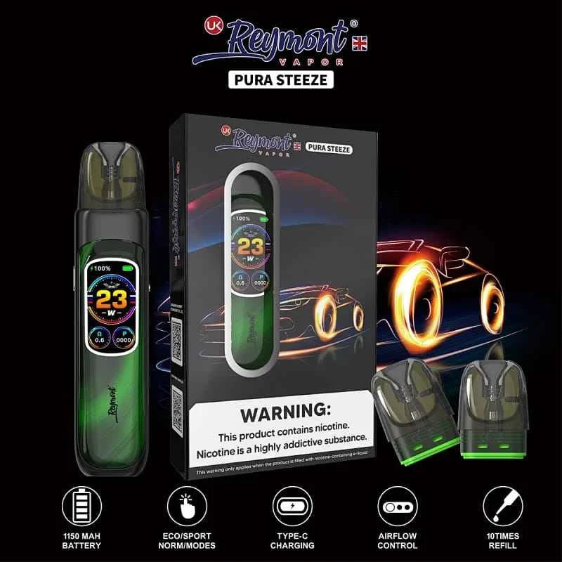 Reymont Pura Steeze Kit IML Pod Kit-1150mAh Battery, 2ml E-liquid