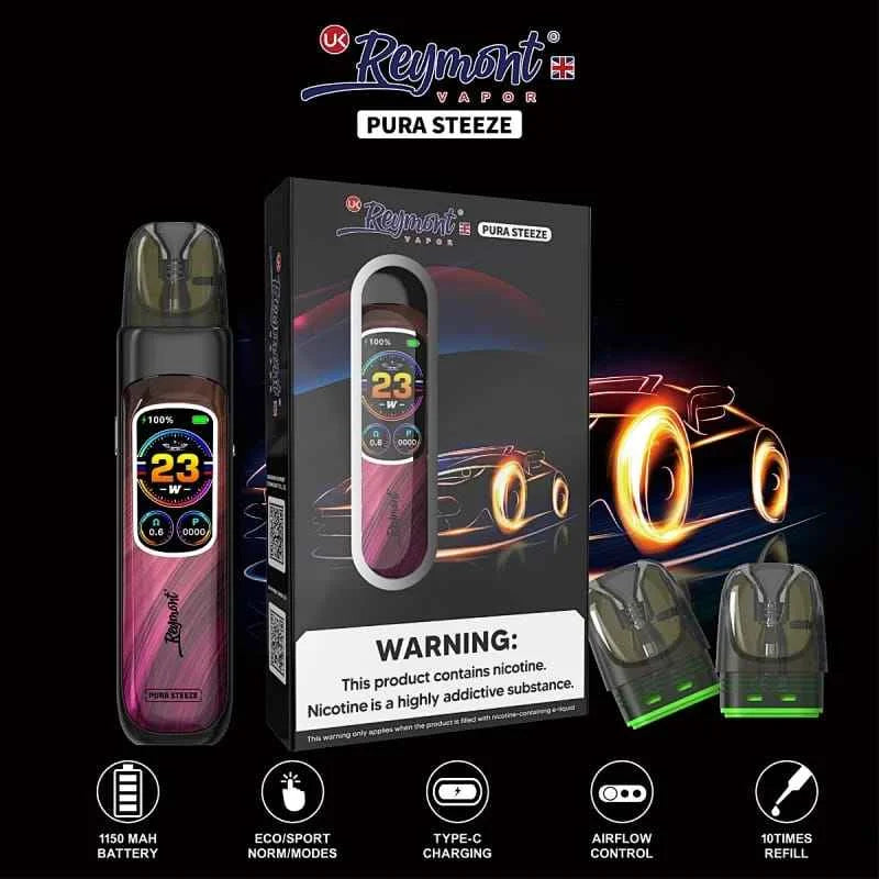 Reymont Pura Steeze Kit IML Pod Kit-1150mAh Battery, 2ml E-liquid