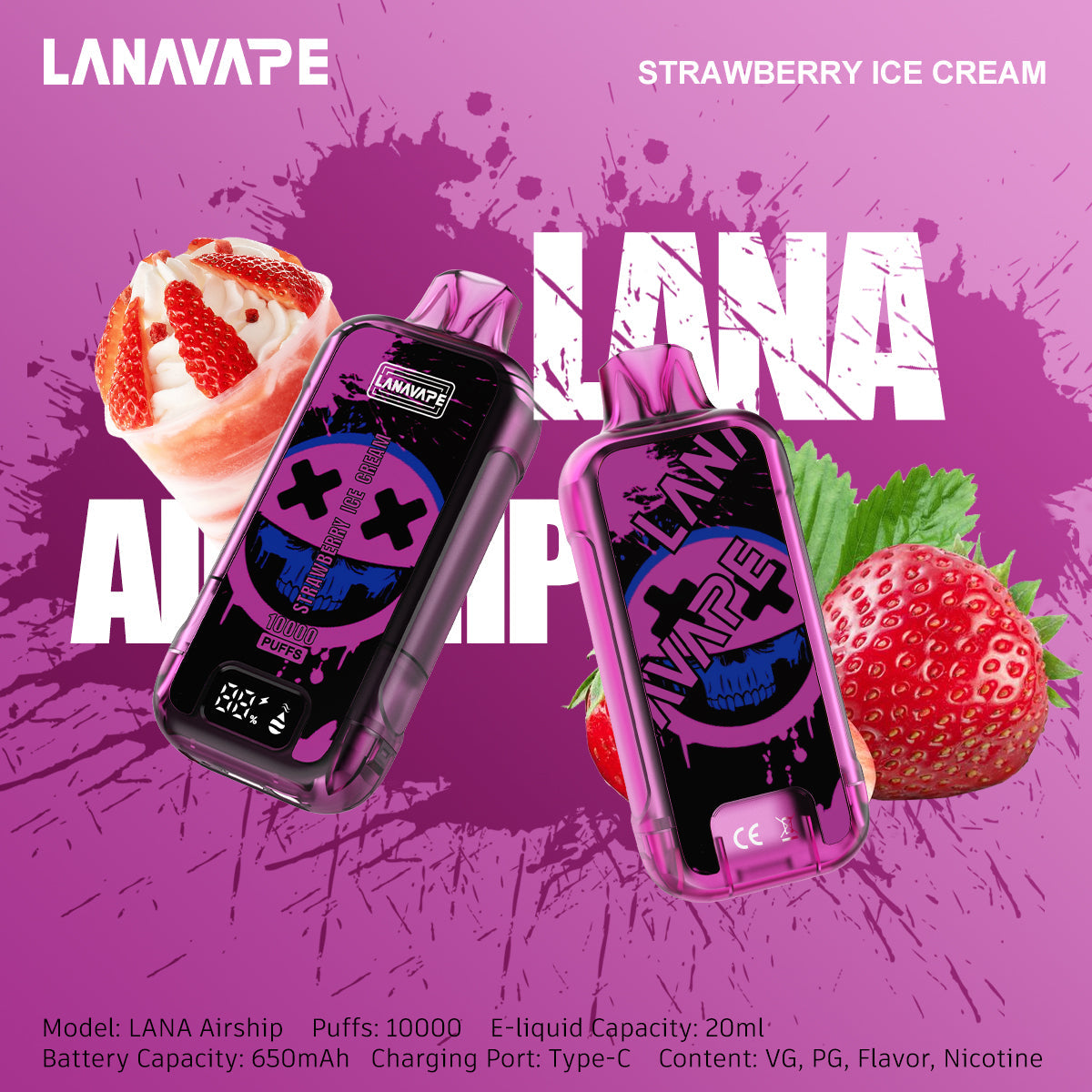 LANAVAPE 10000 Puffs Disposable Vape Wholesale-650mAh battery, 20ml E-liquid, Multiple Nicotine 10 Flavors
