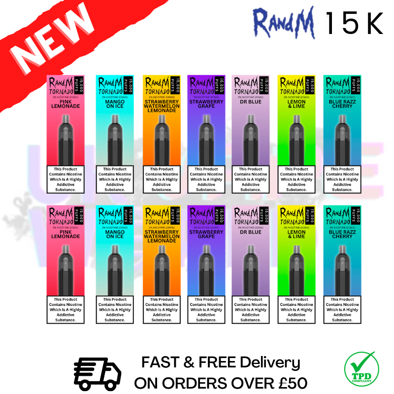 RandM Tornado 15000 Puff 15K Bar R and M Vape Pen Kit (REFILLABLE)