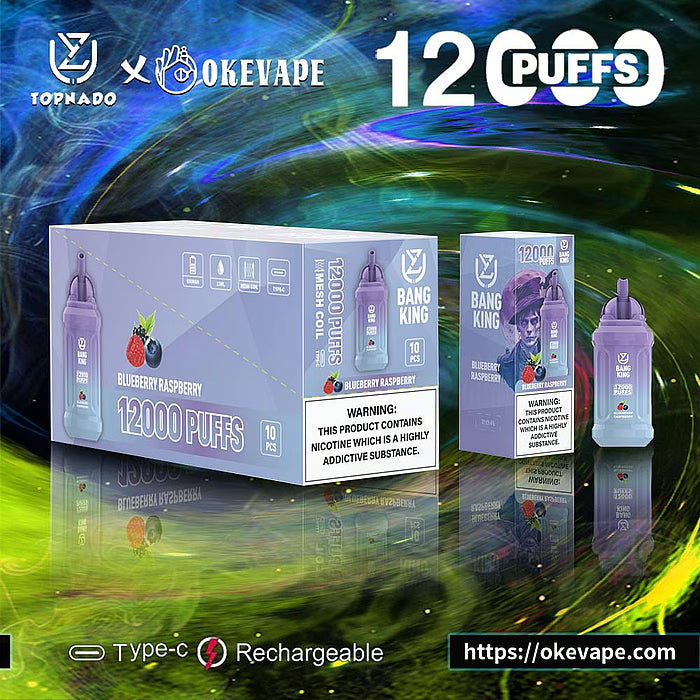 UZY Bang King 12000 Puffs 0% 2% 3% 5% Nicotine Disposable Pod -650mAh Battery, 23ml E-liquid, Multiple Nicotine 12 Flavors