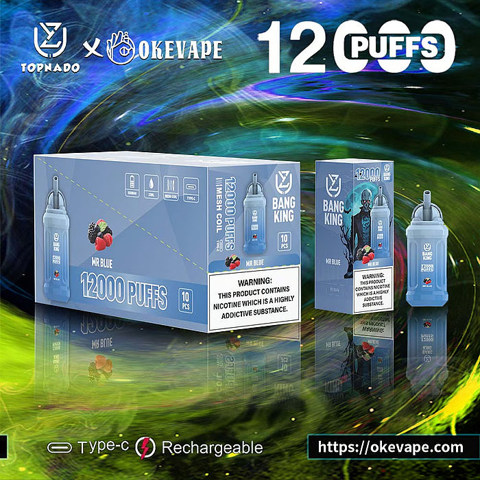 UZY Bang King 12000 Puffs 0% 2% 3% 5% Nicotine Disposable Pod -650mAh Battery, 23ml E-liquid, Multiple Nicotine 12 Flavors