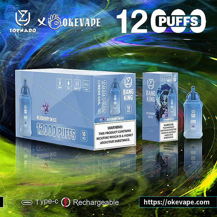 UZY Bang King 12000 Puffs 0% 2% 3% 5% Nicotine Disposable Pod -650mAh Battery, 23ml E-liquid, Multiple Nicotine 12 Flavors