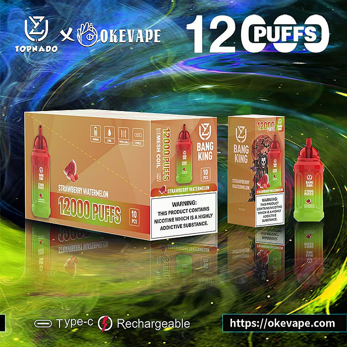 UZY Bang King 12000 Puffs 0% 2% 3% 5% Nicotine Disposable Pod -650mAh Battery, 23ml E-liquid, Multiple Nicotine 12 Flavors