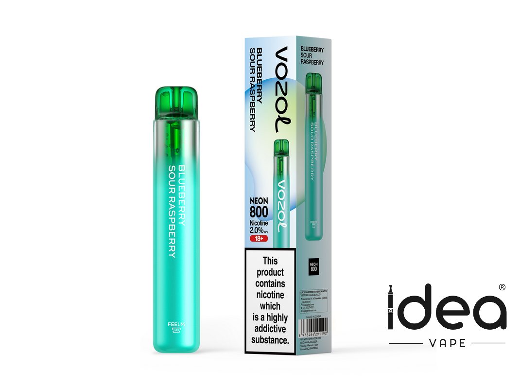 Vozol Neon 800 Vape-550mAh Battery, 2ml E-liquid, Multiple Nicotine 15 Flavors