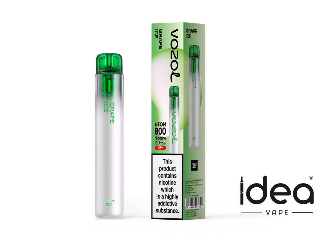 Vozol Neon 800 Vape-550mAh Battery, 2ml E-liquid, Multiple Nicotine 15 Flavors
