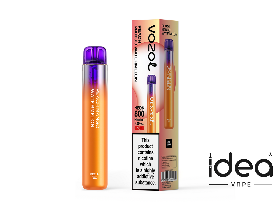 Vozol Neon 800 Vape-550mAh Battery, 2ml E-liquid, Multiple Nicotine 15 Flavors