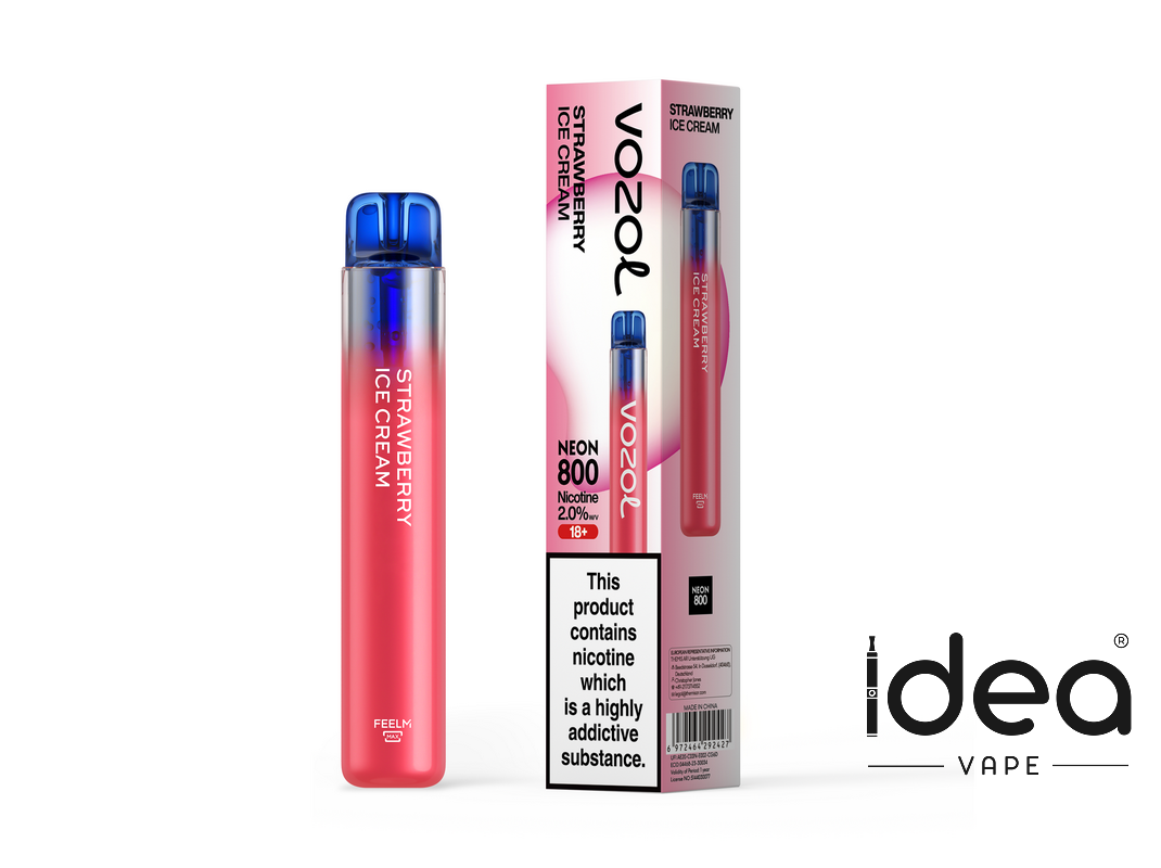 Vozol Neon 800 Vape-550mAh Battery, 2ml E-liquid, Multiple Nicotine 15 Flavors