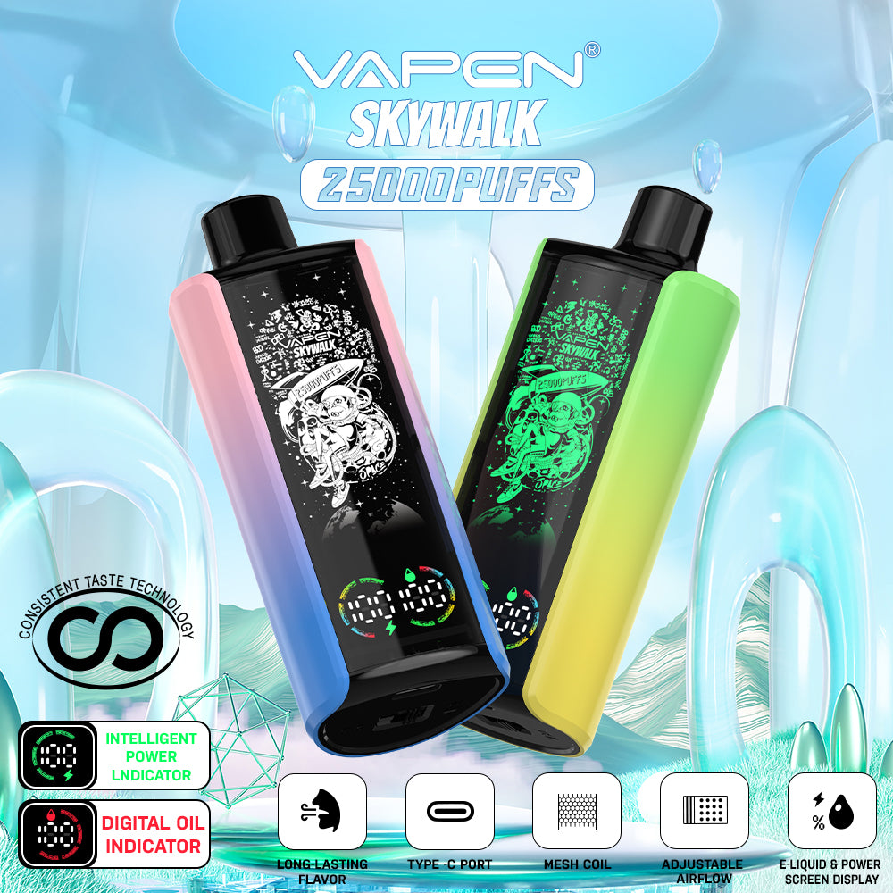 EU Newest Pulse Disposable Vape 25000 Puffs Vapen Skywalk E Cigarette Full Screen Display Smart Disposable Vaper Vapsolo Super RazzBar Razz Bar 15000 15K Puff Updated