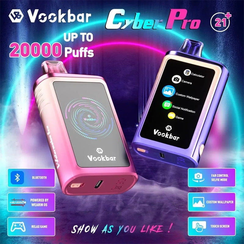Disposable Vape Vookbar Cyber PRO 30K Puffs Wholesale I Vape 2024 New Arrivial Original E Cigarette Rechargeable Type-C Light LED Glowing E-Cig Hot Sell Waka