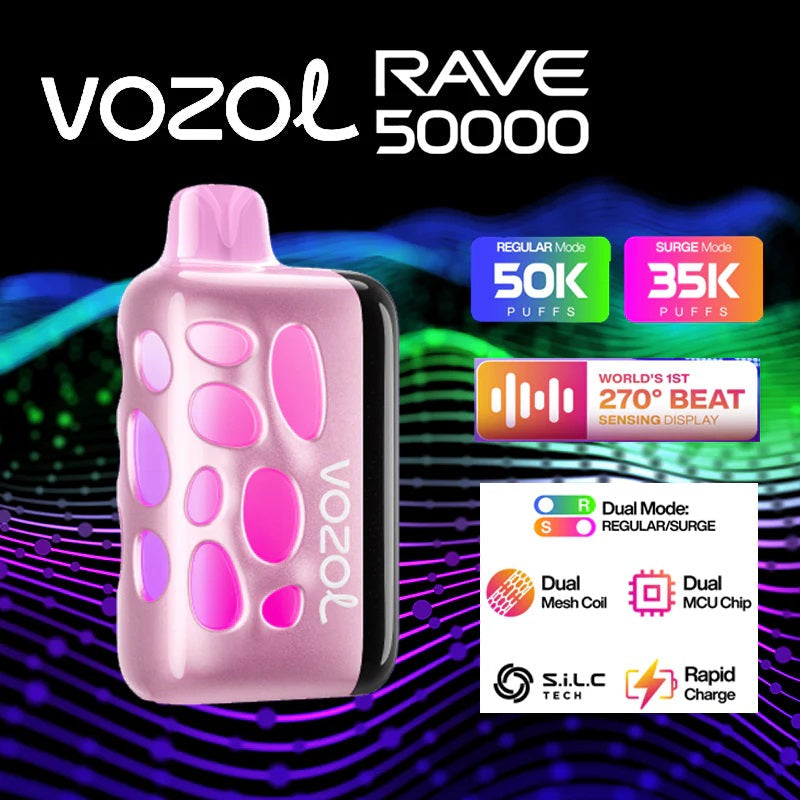 VOZOL RAVE 50000 Puffs Disposable Vape Wholesale-10000mAh Battery, 50ml E-liquid, Multiple Nicotine 12 Flavors