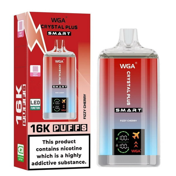 WGA Crystal Plus Smart 16000 Vape Rechargeable-650mAh Battery, 40ml E-liquid, Multiple Nicotine 13 Flavors