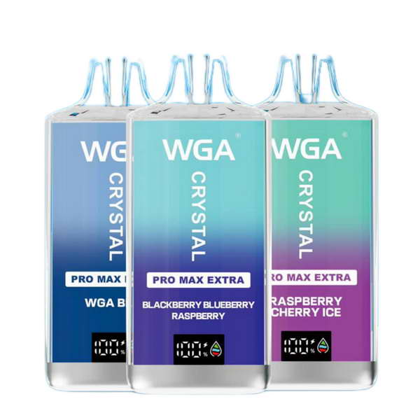 Pack of 10 WGA Crystal Pro Max Extra 15000 Puffs Disposable Vape-2ml E-liquid, Multiple Nicotine 28 Flavors