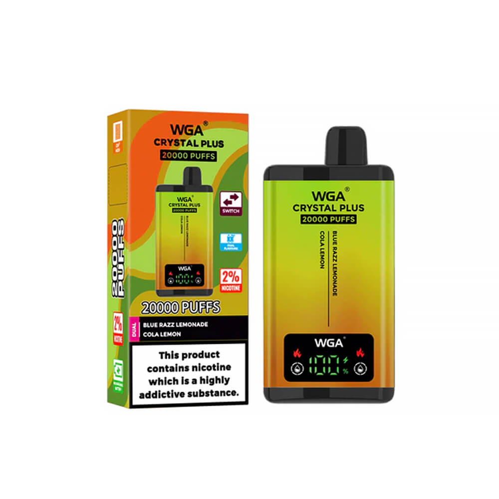 WGA Crystal plus 20000 Puffs Disposable Vape In Sales-850mAh Battery, 40ml E-liquid, Multiple Nicotine 12 Flavors