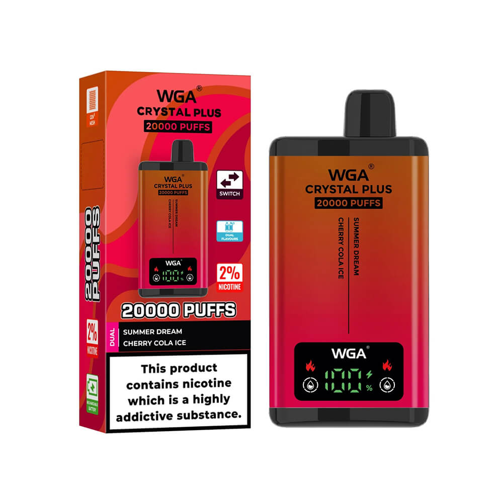 WGA Crystal plus 20000 Puffs Disposable Vape In Sales-850mAh Battery, 40ml E-liquid, Multiple Nicotine 12 Flavors