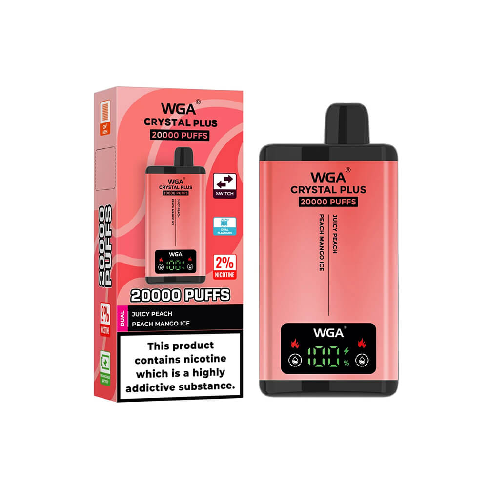 WGA Crystal plus 20000 Puffs Disposable Vape In Sales-850mAh Battery, 40ml E-liquid, Multiple Nicotine 12 Flavors