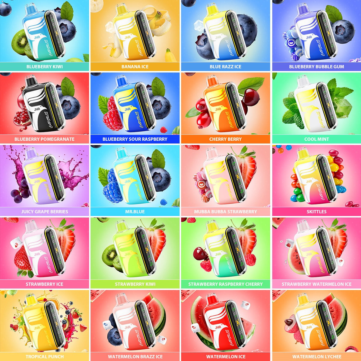JNR Digital Box Capsule 15000 (Box of 10)850mAh 20ml 20 Flavors