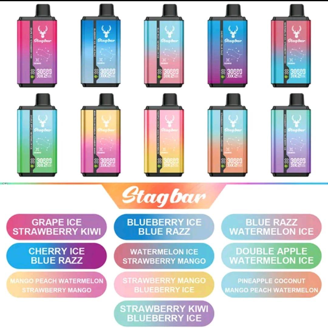 EU Warehouse Stag bar GEMINI 30000 Puffs Disposable Vape Wholesale-750mAh battery, 15ml E-liquid, Multiple Nicotine 10 Flavors
