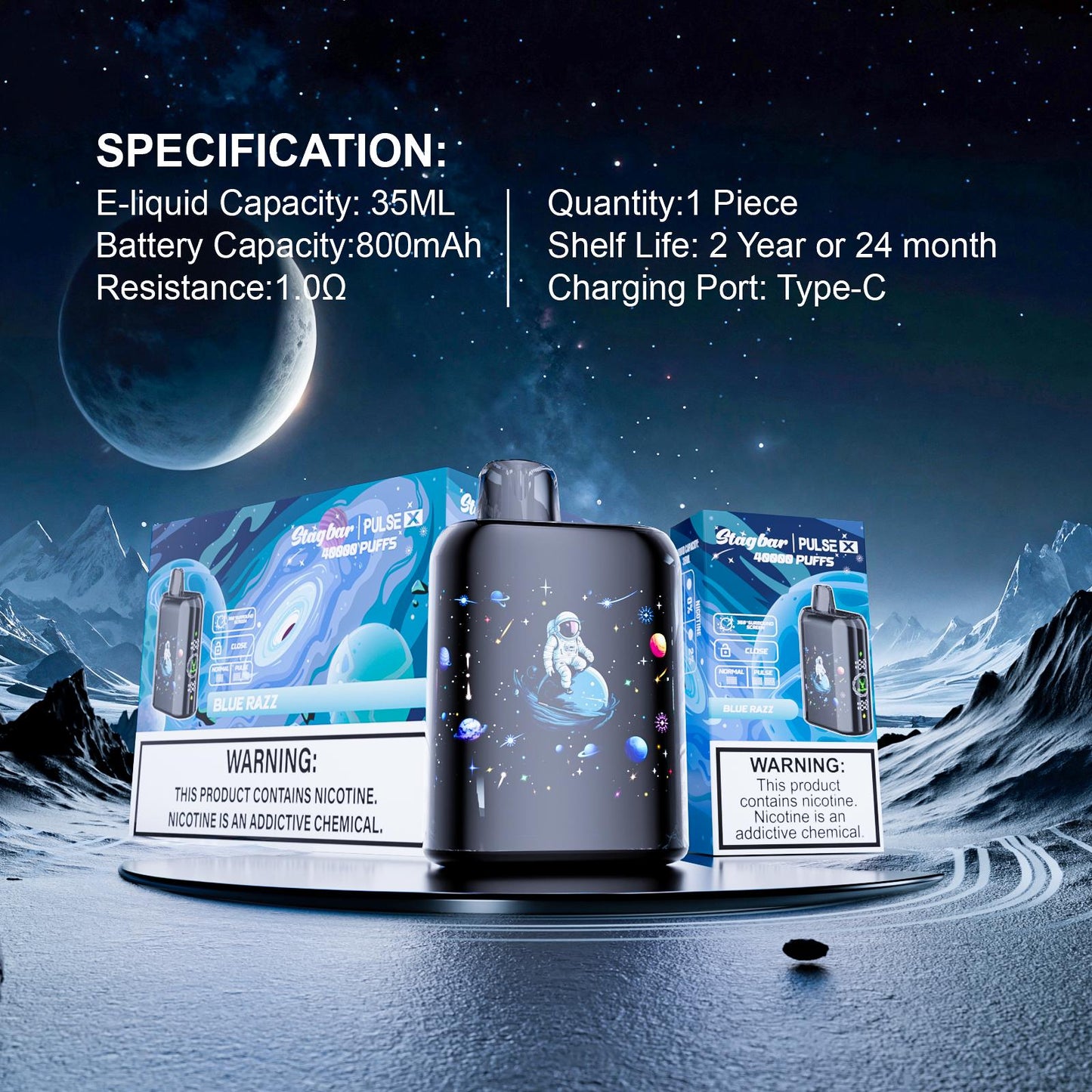 EU Warehouse Stag bar Pulse X 40000 Puffs Disposable Vape Wholesale-800mAh battery, 35ml E- liquid,Multiple Nicotine 10 Flavors