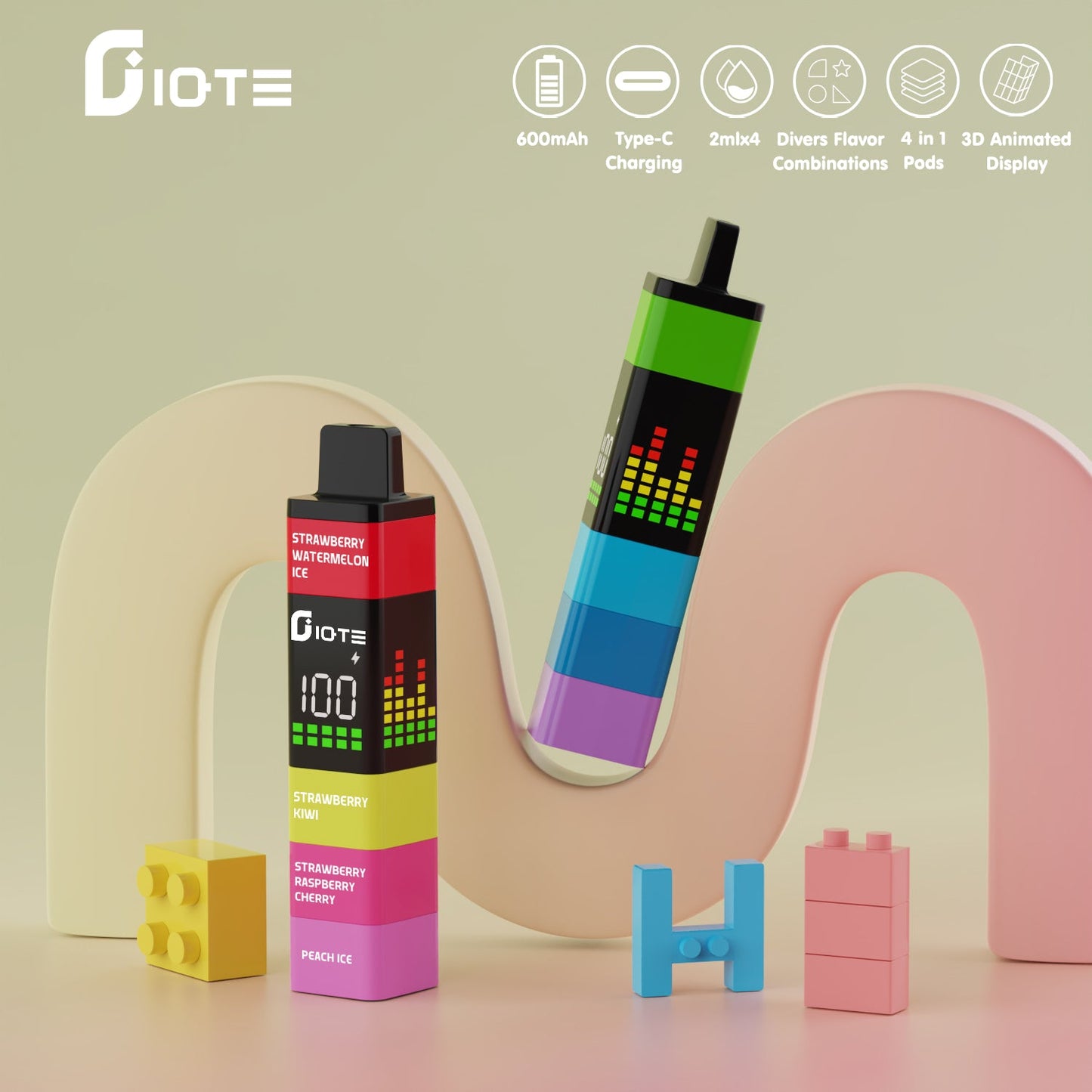 IQTE Maha 2400 Puffs Disposable Vape Wholesale-600mAh battery, 6ml E-liquid. Multiple Nicotine 4 Flavors
