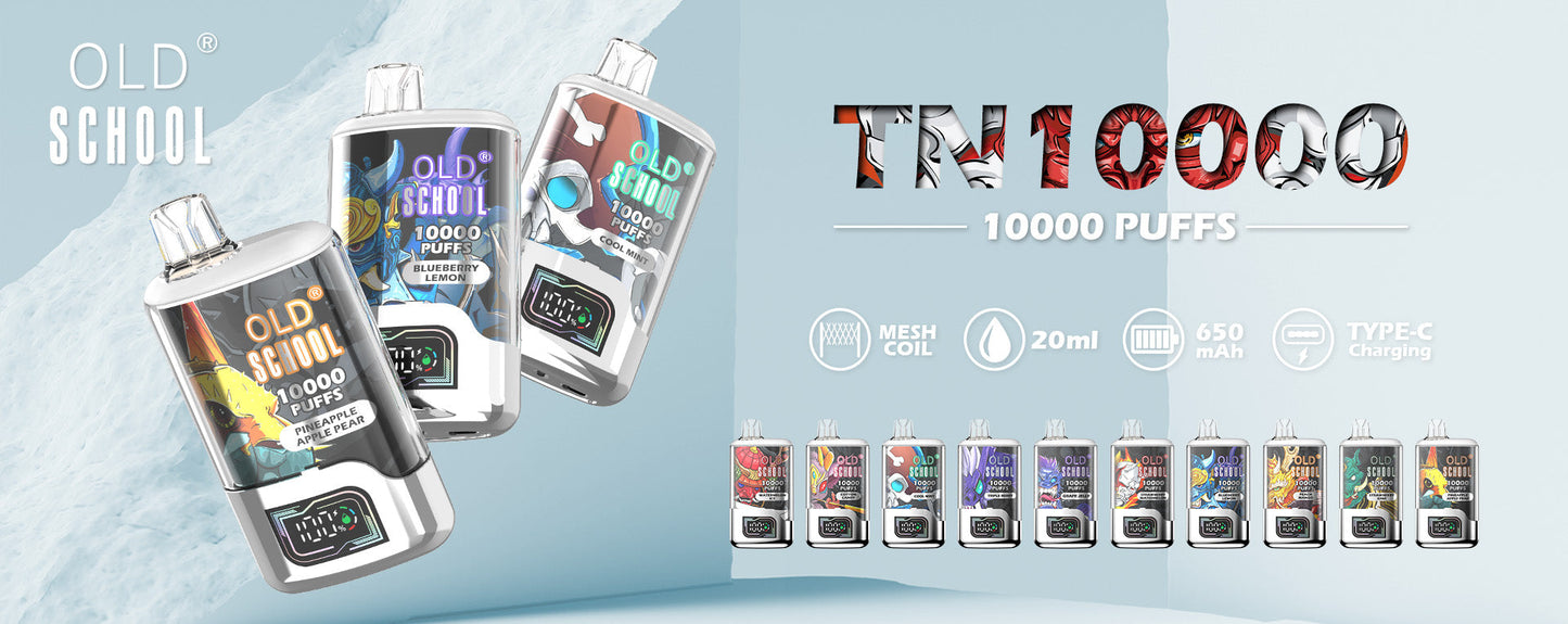 OLD School TN10000 Puffs Disposable Vape Wholesale-650mAh battery, 20ml E-liquid, Multiple Nicotine 10 Flavors
