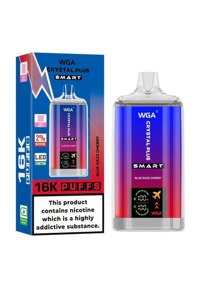 WGA Crystal Plus Smart 16000 Vape Rechargeable-650mAh Battery, 40ml E-liquid, Multiple Nicotine 13 Flavors