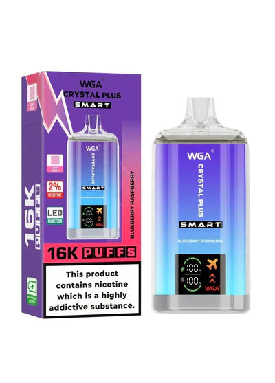 WGA Crystal Plus Smart 16000 Vape Rechargeable-650mAh Battery, 40ml E-liquid, Multiple Nicotine 13 Flavors