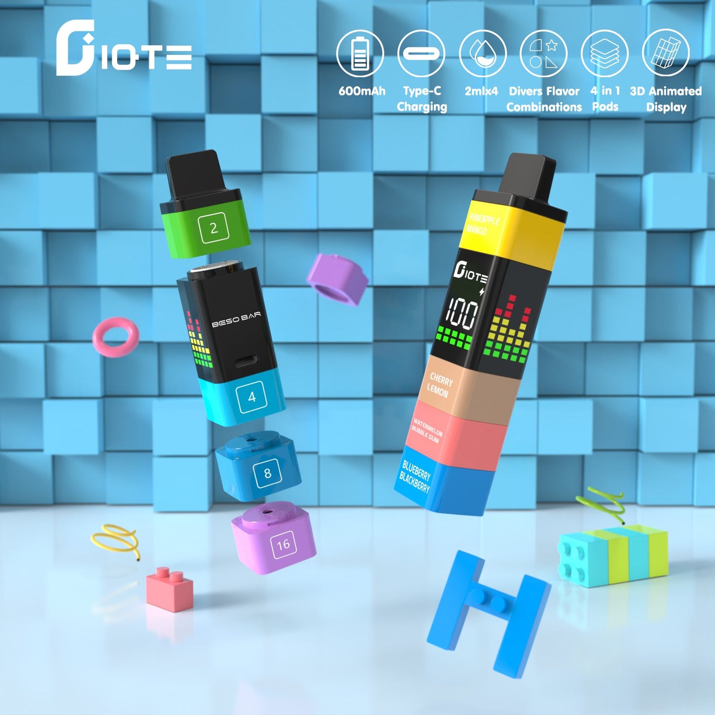 IQTE Maha 2400 Puffs Disposable Vape Wholesale-600mAh battery, 6ml E-liquid. Multiple Nicotine 4 Flavors