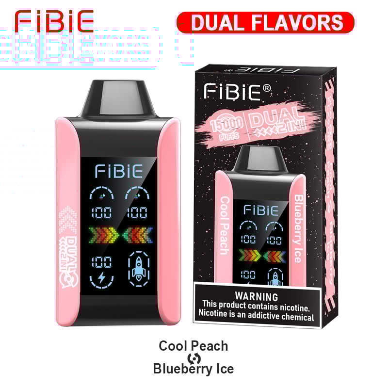 COOL PEACH & BLUEBERRY ICE -FIBIE 15000 Dual Flavors Disposable Vapor Wands(15000 PUFFS)