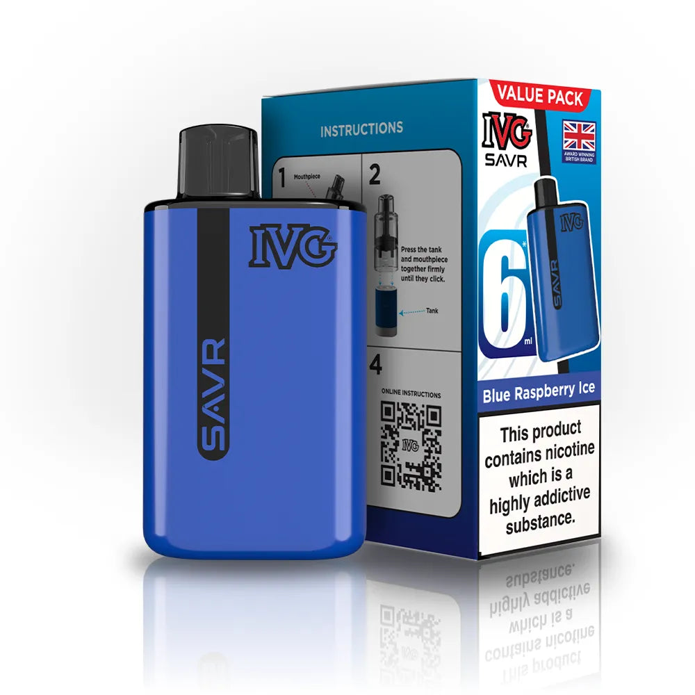 IVG SAVR Starter Vape Kit-650mAh battery, 6ml E-liquid, Multiple Nicotine 30 Flavors