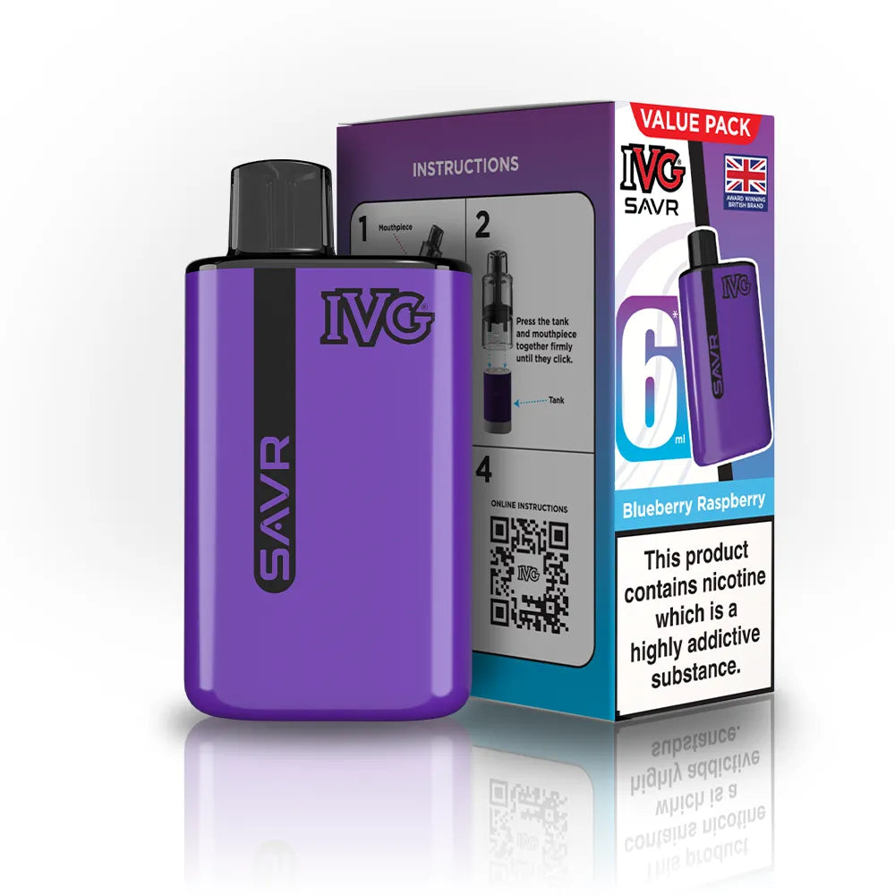 IVG SAVR Starter Vape Kit-650mAh battery, 6ml E-liquid, Multiple Nicotine 30 Flavors
