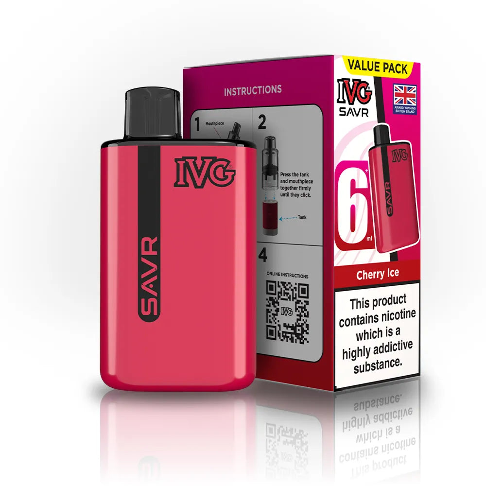 IVG SAVR Starter Vape Kit-650mAh battery, 6ml E-liquid, Multiple Nicotine 30 Flavors