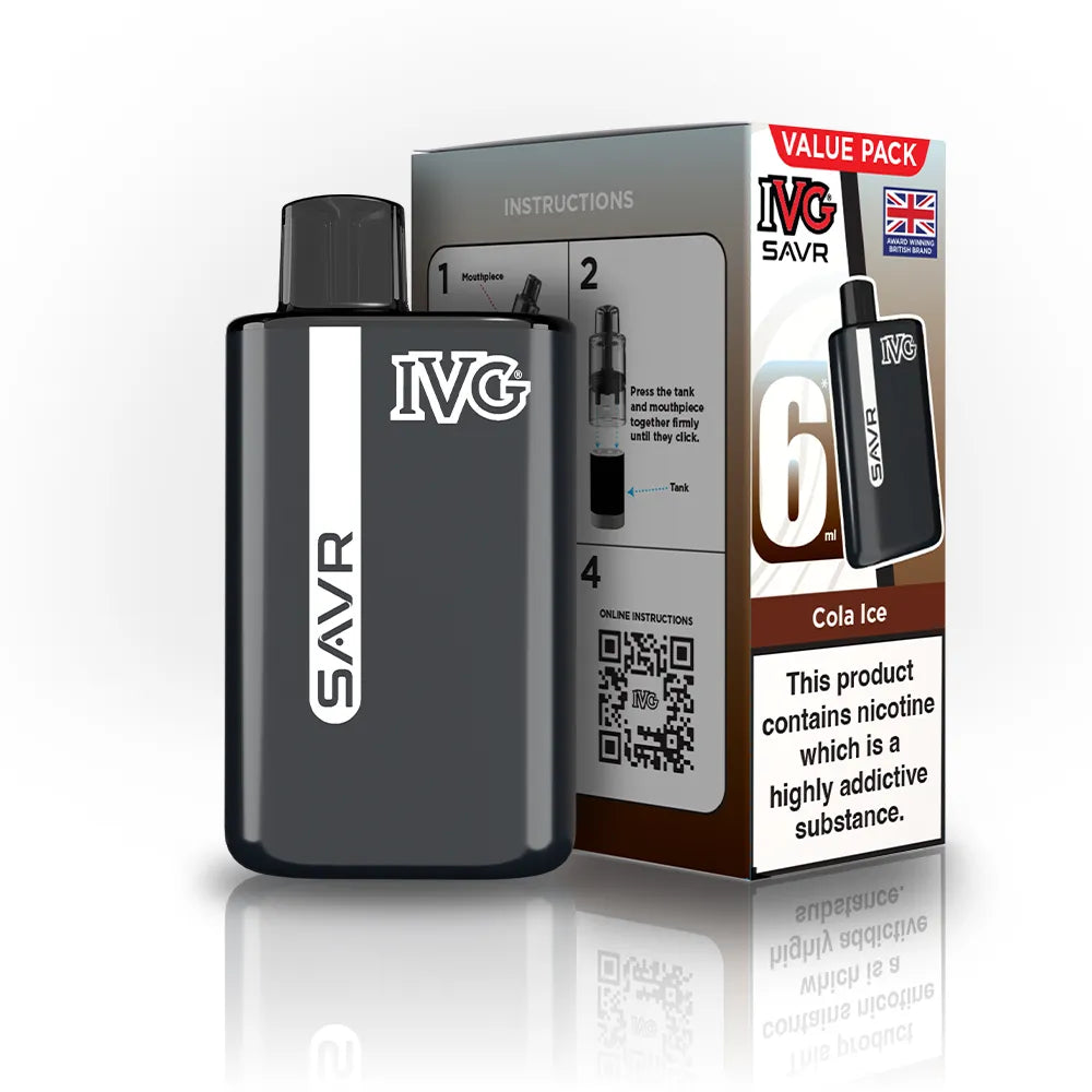 IVG SAVR Starter Vape Kit-650mAh battery, 6ml E-liquid, Multiple Nicotine 30 Flavors
